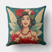 レトロ50sトロピカルクリスマスピンアップ美しいクイーン クッション (裏面)