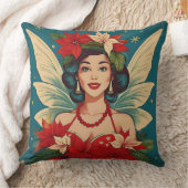 レトロ50sトロピカルクリスマスピンアップ美しいクイーン クッション (ブランケット)