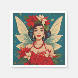 レトロ50sトロピカルクリスマスピンアップ美しいクイーン スタンダードカクテルナプキン