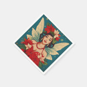 レトロ50sトロピカルクリスマスピンアップ美しいクイーン スタンダードカクテルナプキン (角)