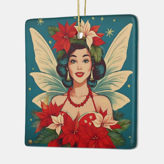レトロ50sトロピカルクリスマスピンアップ美しいクイーン セラミックオーナメント (左)