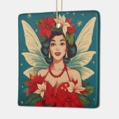 レトロ50sトロピカルクリスマスピンアップ美しいクイーン セラミックオーナメント (左)