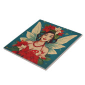 レトロ50sトロピカルクリスマスピンアップ美しいクイーン タイル (側面)