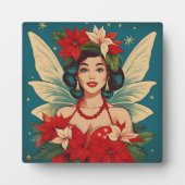 レトロ50sトロピカルクリスマスピンアップ美しいクイーン フォトプラーク (正面)