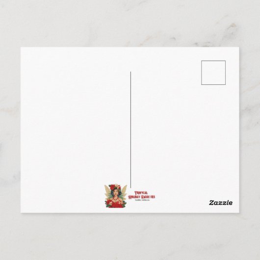 レトロ50sトロピカルクリスマスピンアップ美しいクイーン ポストカード (裏面)
