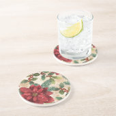 レトロ50sポインセチア赤グリーンクリーム コースター (側面)