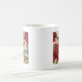レトロ50sポインセチア赤グリーンクリーム コーヒーマグカップ (中央)
