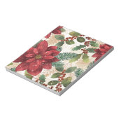 レトロ50sポインセチア赤グリーンクリーム ノートパッド (回転)