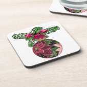 レトロ50sポインセチア・ブルゴーニュオーナメント コースター (左側)