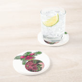 レトロ50sポインセチア・ブルゴーニュオーナメント コースター (側面)