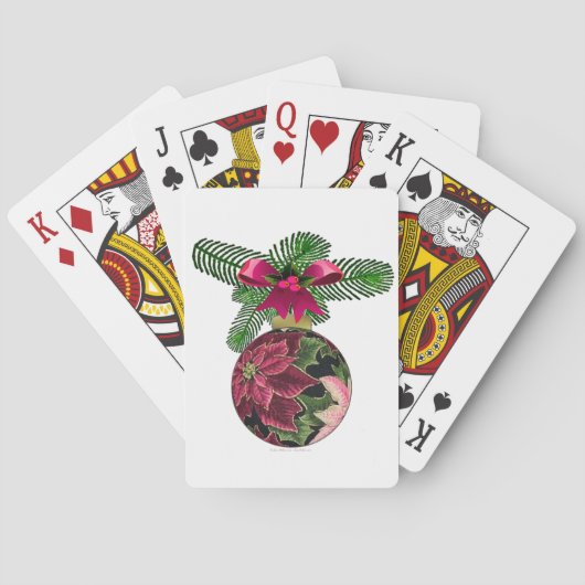 レトロ50sポインセチア・ブルゴーニュオーナメント トランプ (裏面)