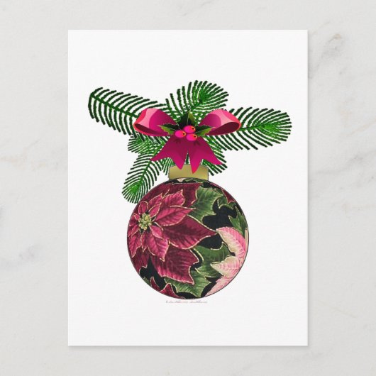レトロ50sポインセチア・ブルゴーニュオーナメント ポストカード (正面)