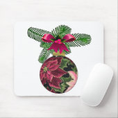 レトロ50sポインセチア・ブルゴーニュオーナメント マウスパッド (マウス)