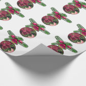 レトロ50sポインセチア・ブルゴーニュオーナメント ラッピングペーパー (角)