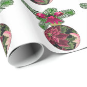 レトロ50sポインセチア・ブルゴーニュオーナメント ラッピングペーパー (ロールコーナー)