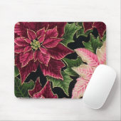 レトロ50sポインセチア・ブルゴーニュ・ピンク マウスパッド (マウス)