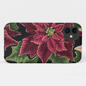 レトロ50sポインセチア・ブルゴーニュ・ピンク Case-Mate iPhoneケース (裏面(横))