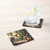 レトロ50sマンハッタンマルティニフォーサンタ スクエアペーパーコースター (インサイチュ)