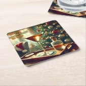 レトロ50sマンハッタンマルティニフォーサンタ スクエアペーパーコースター (アングル)