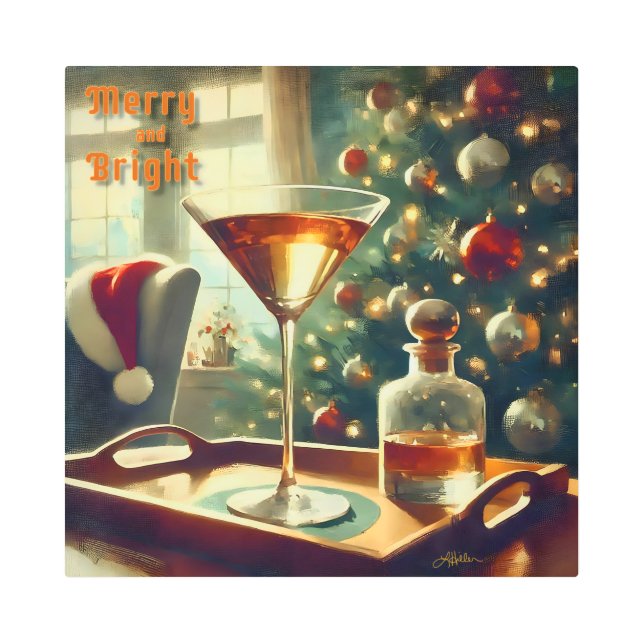 レトロ50sマンハッタンマルティニフォーサンタ メタルプリント (正面)