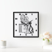 レトロ50sミッドセンチュリーレディースブドーモダンア スクエア壁時計 (ホーム)