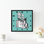 レトロ50sミッドセンチュリーレディースブドーモダンア スクエア壁時計 (ホーム)