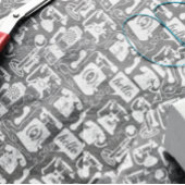 レトロ50s任意の色の古いファッション電話パターン 薄葉紙