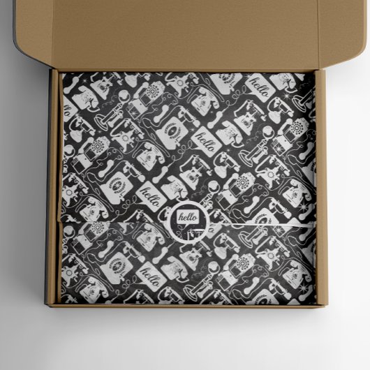 レトロ50s任意の色の古いファッション電話パターン 薄葉紙