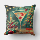 レトロ50s明るいメリークリスマスカクテルマルティーニ クッション (正面)
