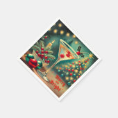 レトロ50s明るいメリークリスマスカクテルマルティーニ スタンダードカクテルナプキン (角)
