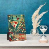 レトロ50s明るいメリークリスマスカクテルマルティーニ フォトプラーク (側面)