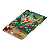 レトロ50s明るいメリークリスマスカクテルマルティーニ マグネット (左側)