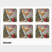 レトロ50s明るいメリークリスマスキャンディカクテル スクエアシール (シート)