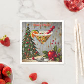 レトロ50s明るいメリークリスマスキャンディカクテル スタンダードカクテルナプキン (インサイチュ)