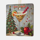 レトロ50s明るいメリークリスマスキャンディカクテル セラミックオーナメント (左)