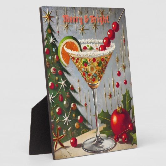 レトロ50s明るいメリークリスマスキャンディカクテル フォトプラーク (側面)