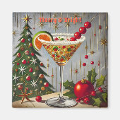 レトロ50s明るいメリークリスマスキャンディカクテル マグネット (正面)