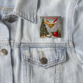 レトロ50s明るいメリークリスマスキャンディカクテル 缶バッジ (インサイチュ)