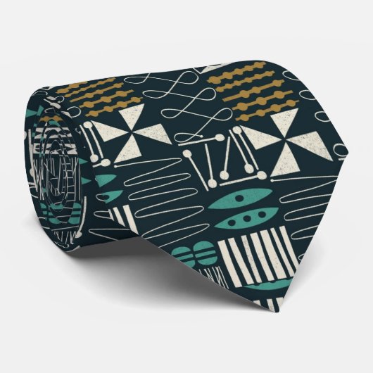 レトロ50s海軍抽象芸術の幾何学的なタイ ネクタイ (ロール)