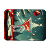 レトロ50's雪ふぶきクリスマスツリーマティーニ マグネット (横)