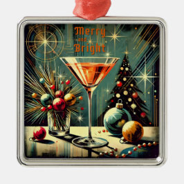 レトロ50's メリー&ブライト クリスマスマティーニ メタルオーナメント