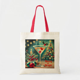 レトロ50's メリー ブライト クリスマス カクテル マティーニ トートバッグ