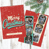 レトロ6写真メリークリスマスファミリーカード 招待状