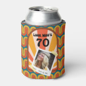 レトロ60のウェーブフォトパーソナライズされたー 缶クーラー (缶正面)