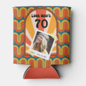 レトロ60のウェーブフォトパーソナライズされたー 缶クーラー (正面)