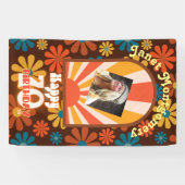 レトロ60のフラワーパワーカスタム誕生日写真70th 横断幕 (横)