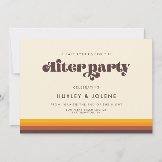 レトロ60のヴィンテージ色結婚の後のパーティー 招待状 (正面)