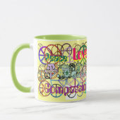 レトロ60の平和のサインGalore平和の愛の慈悲 マグカップ (左)