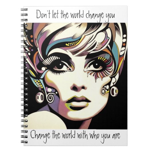 レトロ60の顔と引用文 ノートブック (正面)