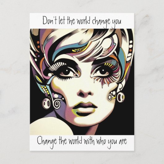 レトロ60の顔と引用文 ポストカード (正面)